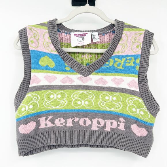 Forever 21 x Hello Kitty Womens Kidcore Sanrio Keroppi Cropped Sweater Vest M - Picture 2 of 5